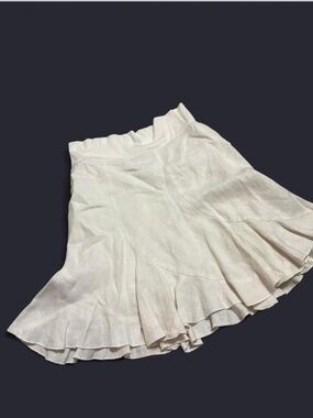 Linen CottageCore White Ruffle Mini Skirt White House Black Market